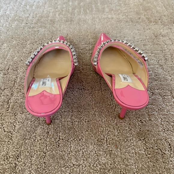 JIMMY CHOO Bing 65mm Patent Crystal Embellished Mules Candy Pink Sz 38 EU - Picture 5 of 12